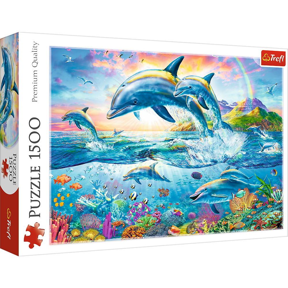 Dolphin family  Trefl Puzzle  1500 (850x580) 1500 Pieces 26162